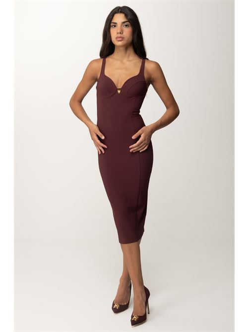 Cup-cut stretch crepe midi dress ELISABETTA FRANCHI | AB71146E2.CG3